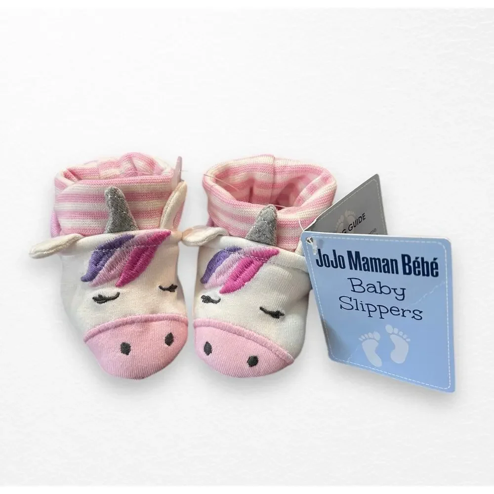 NWT JoJo Maman Bébé Unicorn Baby Slippers, 3-6 Months